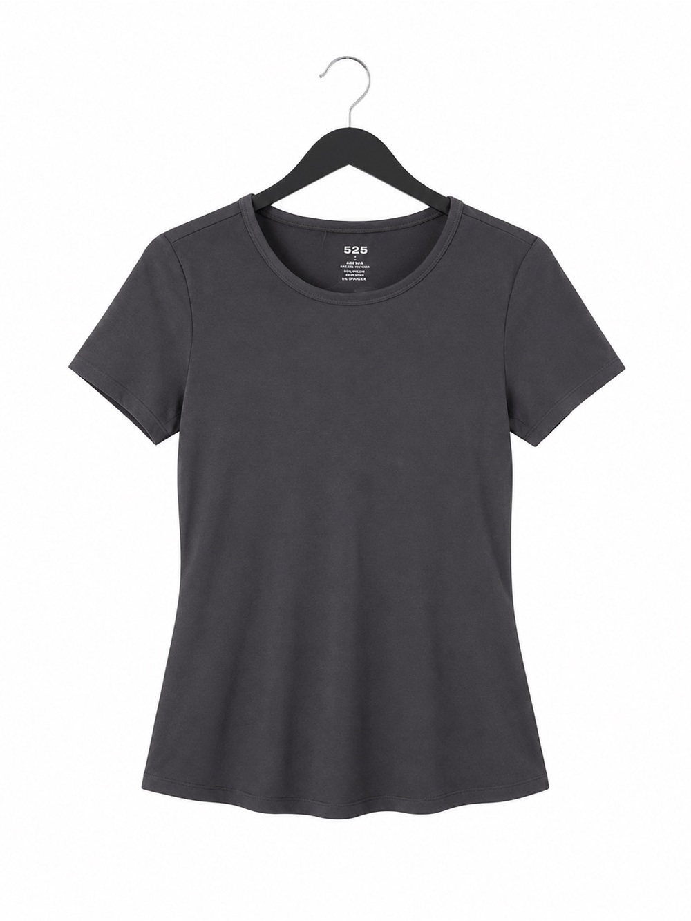 525 America Black Stretch Knit Top Short Sleeve Crew Neck Basic Women’s Large